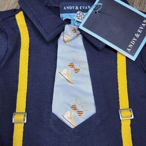 Andy & Evan Preppy Baby Tie and Suspenders Onesie Outfit